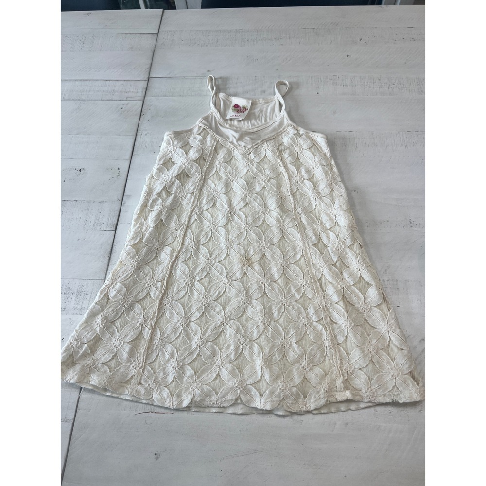 Kiddo by Katie Girls Ivory Floral Lace Sleeveless Dress Size 8